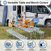 OutdoorLines Vinyl Fitted Picnic Table Cover with Bench Covers - Waterproof Camping Tablecloth for Picnic Table, Elastic Picnic Table Covers for Outdoor, Camping (Moroccon Gray 72x30 Inch, 3 Pcs)