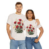 Wildflowers and Red Roses, Graphic T-Shirts for Women, Floral Shirt, Womens Short Sleeve, Ladies Graphic Tees #5128TTS