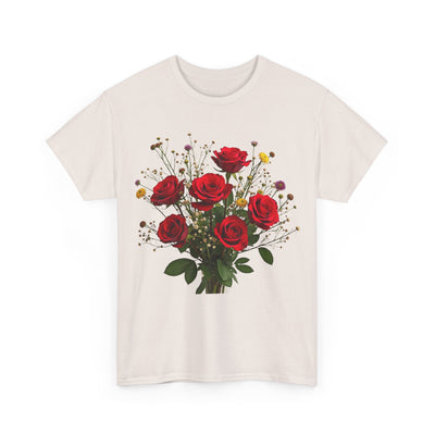 Wildflowers and Red Roses, Graphic T-Shirts for Women, Floral Shirt, Womens Short Sleeve, Ladies Graphic Tees #5131TTS
