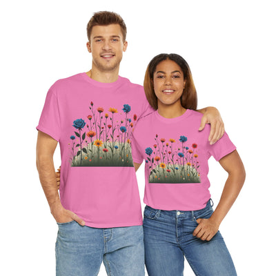 Wildflowers and Blue Roses, Graphic T-Shirts for Women, Floral Shirt, Womens Short Sleeve, Ladies Graphic Tees #5050TTS