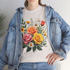 Wildflowers and Pink & Yellow Roses, Graphic T-Shirts for Women, Floral Shirt, Womens Short Sleeve, Ladies Graphic Tees #5144TTS