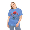 Wildflowers and a Red Rose, Graphic T-Shirts for Women, Floral Shirt, Womens Short Sleeve, Ladies Graphic Tees #5007TTS