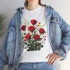 Wildflowers and Red Roses, Graphic T-Shirts for Women, Floral Shirt, Womens Short Sleeve, Ladies Graphic Tees #5128TTS