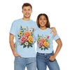 Wildflowers and Pink & Yellow Roses, Graphic T-Shirts for Women, Floral Shirt, Womens Short Sleeve, Ladies Graphic Tees #5144TTS