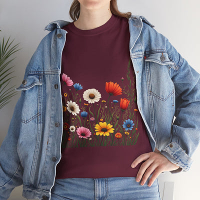 Wildflowers, Graphic T-Shirts for Women, Floral Shirt, Womens Short Sleeve, Ladies Graphic Tees #5109TTS