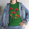 Wildflowers and Red Roses, Graphic T-Shirts for Women, Floral Shirt, Womens Short Sleeve, Ladies Graphic Tees #5034TTS