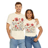Wildflowers and Pink Roses, Graphic T-Shirts for Women, Floral Shirt, Womens Short Sleeve, Ladies Graphic Tees #5015TTS