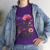 Wildflowers and Pink/Violet Roses, Graphic T-Shirts for Women, Floral Shirt, Womens Short Sleeve, Ladies Graphic Tees #5101TTS