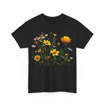 Wildflowers and a Yellow Rose, Graphic T-Shirts for Women, Floral Shirt, Womens Short Sleeve, Ladies Graphic Tees #5009TTS