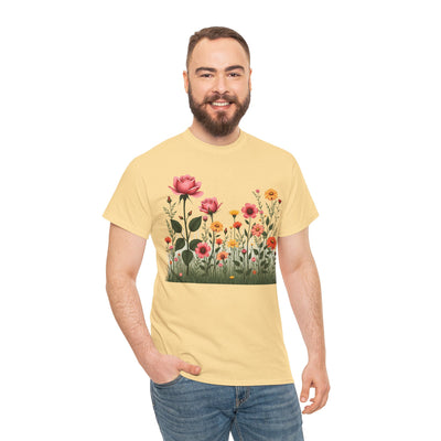 Wildflowers and Pink Roses, Graphic T-Shirts for Women, Floral Shirt, Womens Short Sleeve, Ladies Graphic Tees #5020TTS