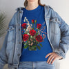Wildflowers and Red Roses, Graphic T-Shirts for Women, Floral Shirt, Womens Short Sleeve, Ladies Graphic Tees #5130TTS