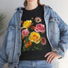 Wildflowers and Pink & Yellow Roses, Graphic T-Shirts for Women, Floral Shirt, Womens Short Sleeve, Ladies Graphic Tees #5148TTS