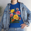 Wildflowers and Pink & Yellow Roses, Graphic T-Shirts for Women, Floral Shirt, Womens Short Sleeve, Ladies Graphic Tees #5148TTS