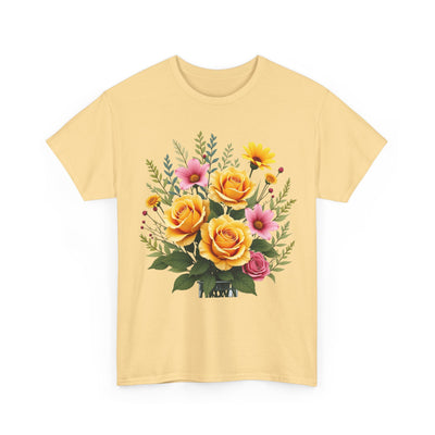 Wildflowers and Yellow Roses, Graphic T-Shirts for Women, Floral Shirt, Womens Short Sleeve, Ladies Graphic Tees #5135TTS