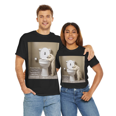 Please Put the Seat Down, Seriously, It's Not that Complicated, Polar Bear Toilet Seat Down, Seat Down Reminder Shirt #5004STS