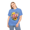 Wildflowers and Pink & Yellow Roses, Graphic T-Shirts for Women, Floral Shirt, Womens Short Sleeve, Ladies Graphic Tees #5145TTS