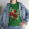 Wildflowers and Red Roses, Graphic T-Shirts for Women, Floral Shirt, Womens Short Sleeve, Ladies Graphic Tees #5127TTS