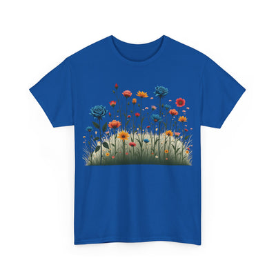 Wildflowers and Blue Roses, Graphic T-Shirts for Women, Floral Shirt, Womens Short Sleeve, Ladies Graphic Tees #5050TTS