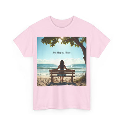 My Happy Place, Woman on Bench, Looking at Waves,Safe Place T-Shirt, Finding My Happy Place Top, Ocean Waves,#5003STS
