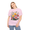 Wildflowers and Pink & Yellow Roses, Graphic T-Shirts for Women, Floral Shirt, Womens Short Sleeve, Ladies Graphic Tees #5149TTS