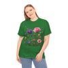 Wildflowers and Pink/Violet Roses, Graphic T-Shirts for Women, Floral Shirt, Womens Short Sleeve, Ladies Graphic Tees #5101TTS