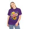 Wildflowers and Pink & Yellow Roses, Graphic T-Shirts for Women, Floral Shirt, Womens Short Sleeve, Ladies Graphic Tees #5145TTS