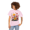 Wildflowers and Pink & Yellow Roses, Graphic T-Shirts for Women, Floral Shirt, Womens Short Sleeve, Ladies Graphic Tees #5147TTS