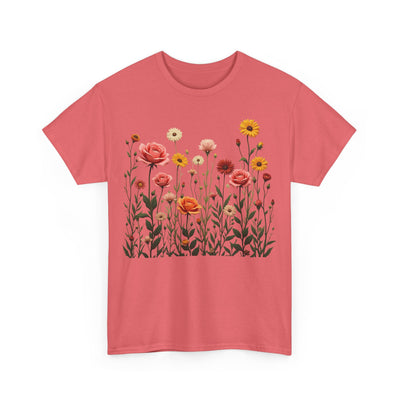 Wildflowers and Pink Roses, Graphic T-Shirts for Women, Floral Shirt, Womens Short Sleeve, Ladies Graphic Tees #5023TTS