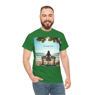 My Happy Place, Woman on Bench, Looking at Waves,Safe Place T-Shirt, Finding My Happy Place Top, Ocean Waves,#5003STS