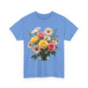 Wildflowers and Pink & Yellow Roses, Graphic T-Shirts for Women, Floral Shirt, Womens Short Sleeve, Ladies Graphic Tees #5136TTS