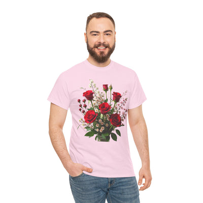 Wildflowers and Red Roses, Graphic T-Shirts for Women, Floral Shirt, Womens Short Sleeve, Ladies Graphic Tees #5130TTS
