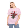 Wildflowers and Red Roses, Graphic T-Shirts for Women, Floral Shirt, Womens Short Sleeve, Ladies Graphic Tees #5131TTS