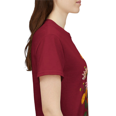 Wildflowers and Pink & Yellow Roses, Graphic T-Shirts for Women, Floral Shirt, Womens Short Sleeve, Ladies Graphic Tees #5148TTS