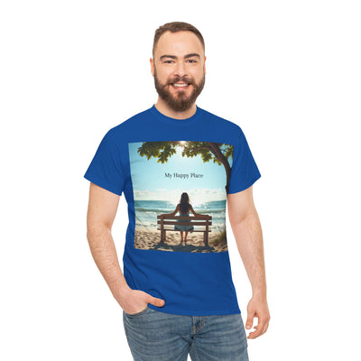 My Happy Place, Woman on Bench, Looking at Waves,Safe Place T-Shirt, Finding My Happy Place Top, Ocean Waves,#5003STS