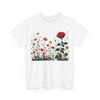 Wildflowers and a Red Rose, Graphic T-Shirts for Women, Floral Shirt, Womens Short Sleeve, Ladies Graphic Tees #5008TTS