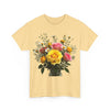Wildflowers and Pink & Yellow Roses, Graphic T-Shirts for Women, Floral Shirt, Womens Short Sleeve, Ladies Graphic Tees #5143TTS