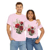 Wildflowers and Red Roses, Graphic T-Shirts for Women, Floral Shirt, Womens Short Sleeve, Ladies Graphic Tees #5127TTS