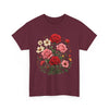 Wildflowers and Pink & Red Roses, Graphic T-Shirts for Women, Floral Shirt, Womens Short Sleeve, Ladies Graphic Tees #5134TTS