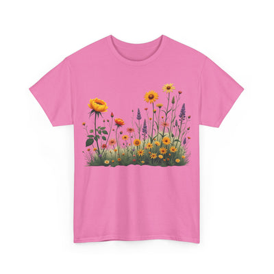 Wildflowers and Yellow Roses, Graphic T-Shirts for Women, Floral Shirt, Womens Short Sleeve, Ladies Graphic Tees #5028TTS