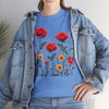 Wildflowers and Red Roses, Graphic T-Shirts for Women, Floral Shirt, Womens Short Sleeve, Ladies Graphic Tees #5034TTS