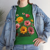 Wildflowers and Pink & Yellow Roses, Graphic T-Shirts for Women, Floral Shirt, Womens Short Sleeve, Ladies Graphic Tees #5147TTS