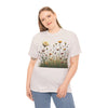 Wildflowers and White Roses, Graphic T-Shirts for Women, Floral Shirt, Womens Short Sleeve, Ladies Graphic Tees #5041TTS