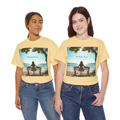 My Happy Place, Woman on Bench, Looking at Waves,Safe Place T-Shirt, Finding My Happy Place Top, Ocean Waves,#5003STS