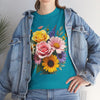 Wildflowers and Pink & Yellow Roses, Graphic T-Shirts for Women, Floral Shirt, Womens Short Sleeve, Ladies Graphic Tees #5145TTS