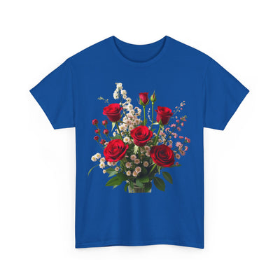 Wildflowers and Red Roses, Graphic T-Shirts for Women, Floral Shirt, Womens Short Sleeve, Ladies Graphic Tees #5130TTS