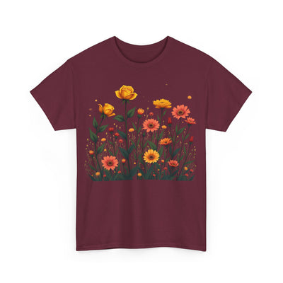 Wildflowers and Yellow Roses, Graphic T-Shirts for Women, Floral Shirt, Womens Short Sleeve, Ladies Graphic Tees #5026TTS