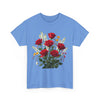 Wildflowers and Red Roses, Graphic T-Shirts for Women, Floral Shirt, Womens Short Sleeve, Ladies Graphic Tees #5128TTS
