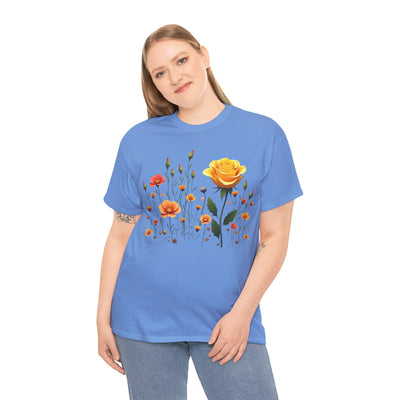 Wildflowers and a Yellow Rose, Graphic T-Shirts for Women, Floral Shirt, Womens Short Sleeve, Ladies Graphic Tees #5010TTS