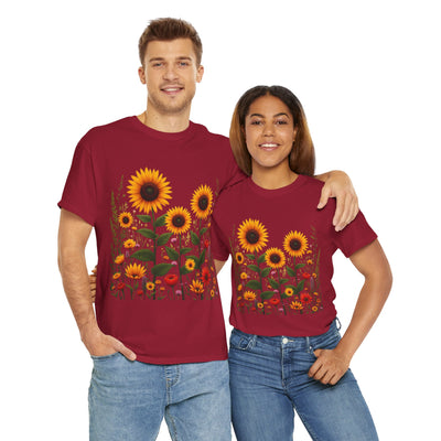 Sunflowers & Wildflowers, Graphic T-Shirts for Women, Floral Shirt, Womens Short Sleeve, Ladies Graphic Tees #5154TTS
