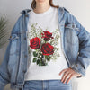 Wildflowers and Red Roses, Graphic T-Shirts for Women, Floral Shirt, Womens Short Sleeve, Ladies Graphic Tees #5127TTS